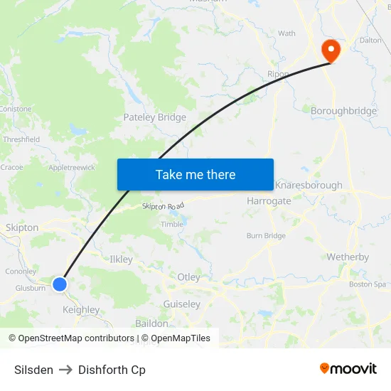 Silsden to Dishforth Cp map