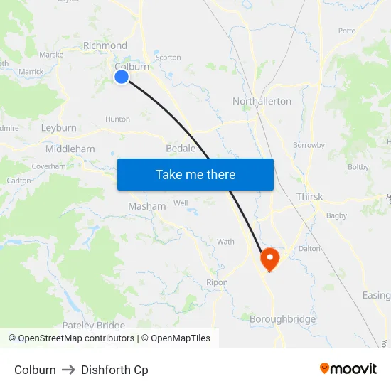 Colburn to Dishforth Cp map