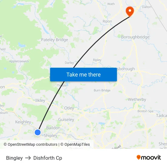Bingley to Dishforth Cp map