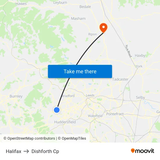 Halifax to Dishforth Cp map