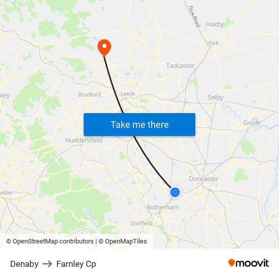 Denaby to Farnley Cp map