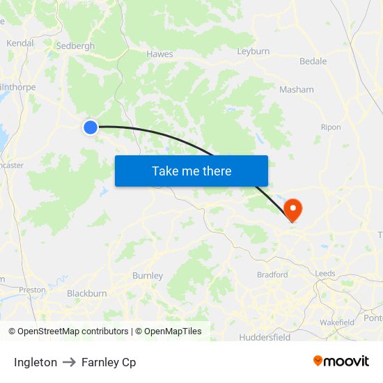 Ingleton to Farnley Cp map