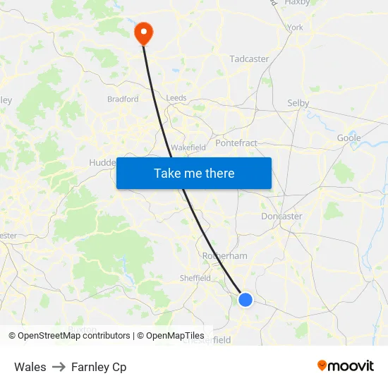 Wales to Farnley Cp map