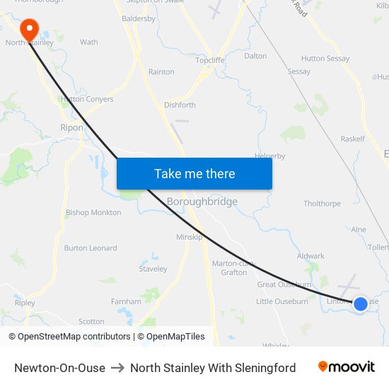 Newton-On-Ouse to North Stainley With Sleningford map