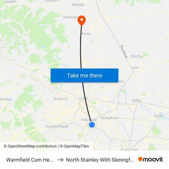 Warmfield Cum Heath to North Stainley With Sleningford map