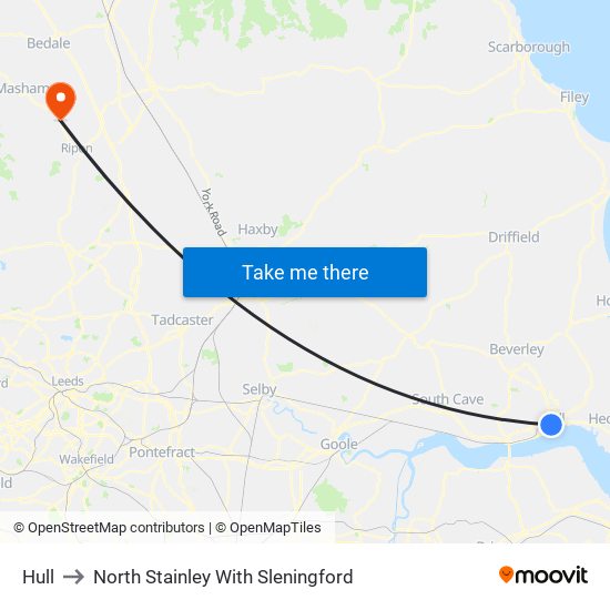 Hull to North Stainley With Sleningford map