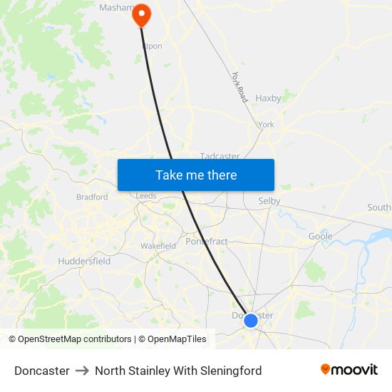 Doncaster to North Stainley With Sleningford map