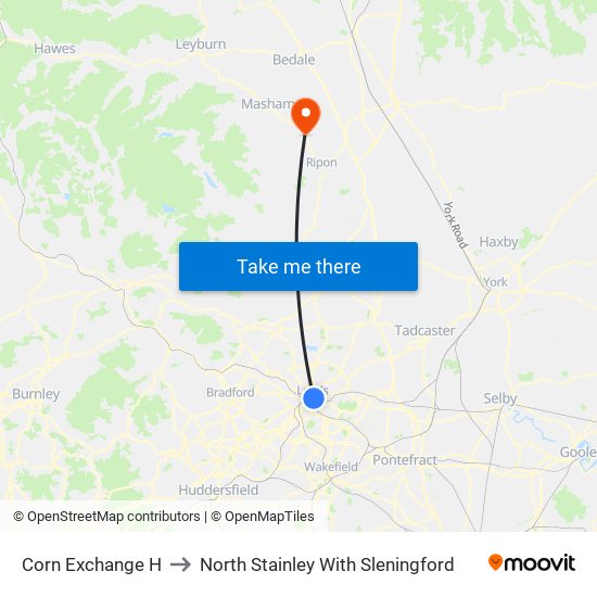 Corn Exchange H to North Stainley With Sleningford map