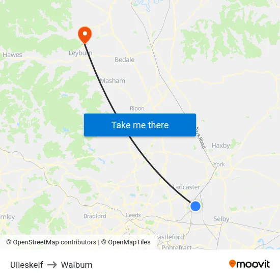 Ulleskelf to Walburn map