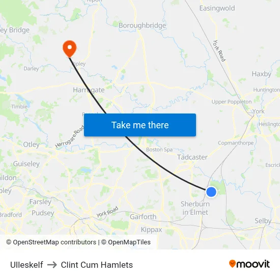 Ulleskelf to Clint Cum Hamlets map