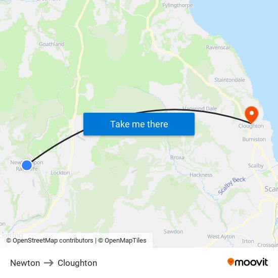 Newton to Cloughton map