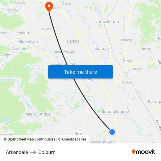 Arkendale to Colburn map