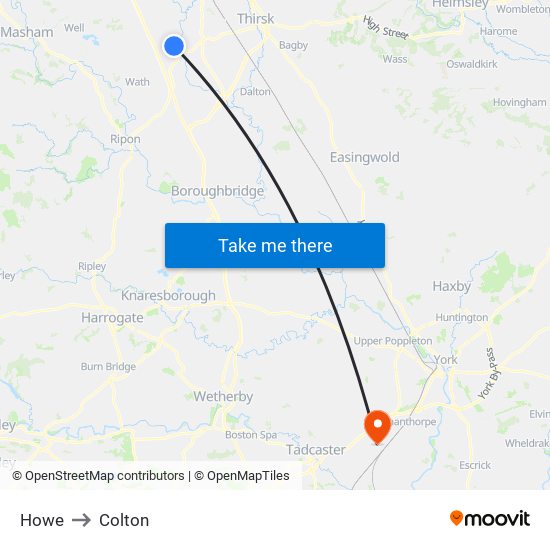 Howe to Colton map