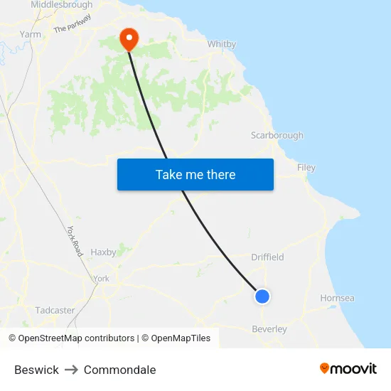 Beswick to Commondale map