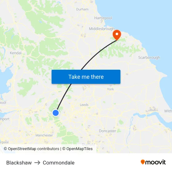 Blackshaw to Commondale map