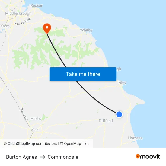 Burton Agnes to Commondale map