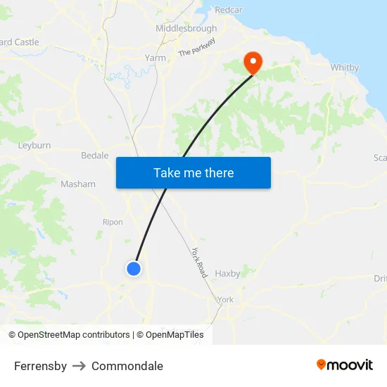 Ferrensby to Commondale map