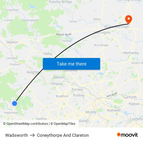 Wadsworth to Coneythorpe And Clareton map