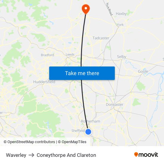 Waverley to Coneythorpe And Clareton map