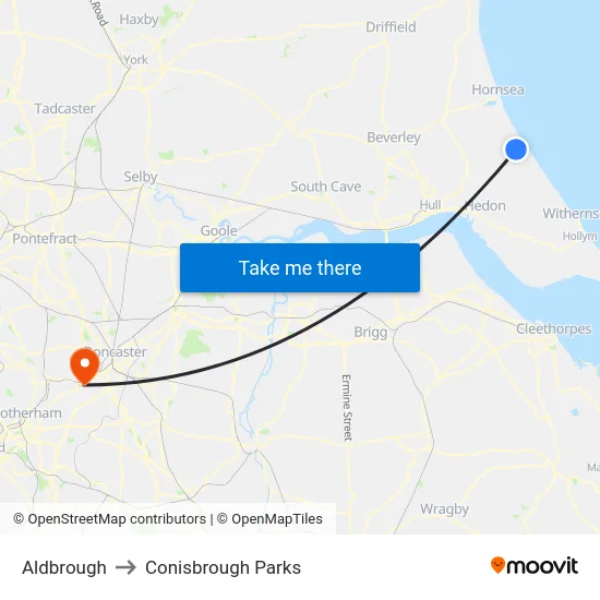 Aldbrough to Conisbrough Parks map