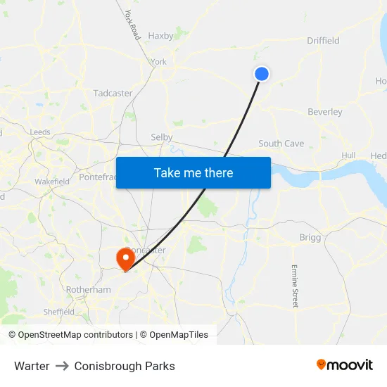 Warter to Conisbrough Parks map