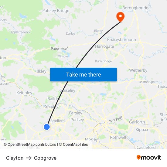 Clayton to Copgrove map