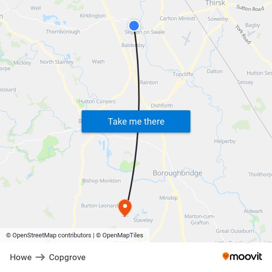 Howe to Copgrove map