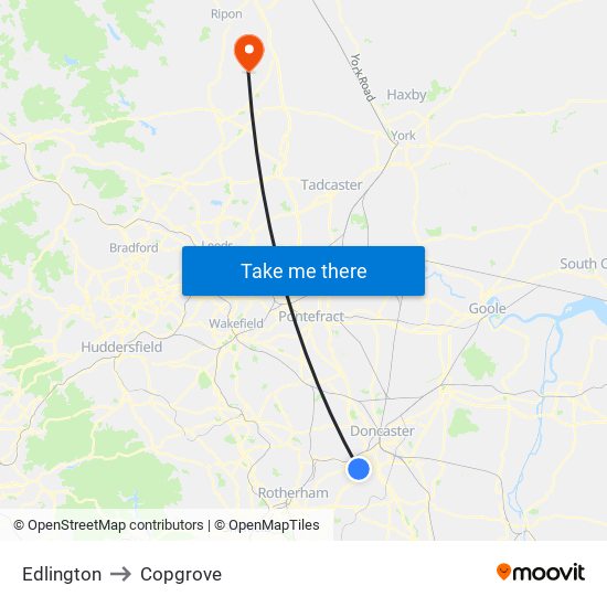 Edlington to Copgrove map