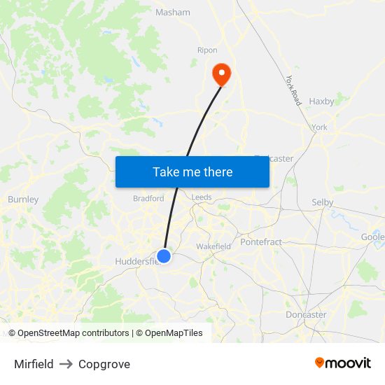 Mirfield to Copgrove map