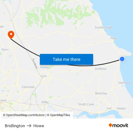 Bridlington to Howe map