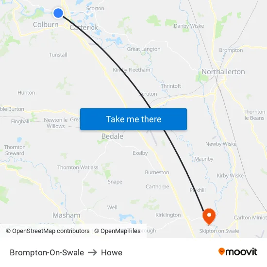 Brompton-On-Swale to Howe map