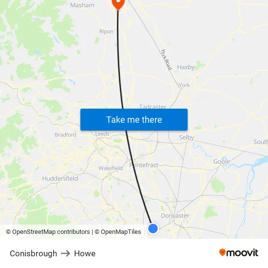 Conisbrough to Howe map