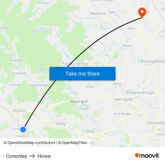 Cononley to Howe map