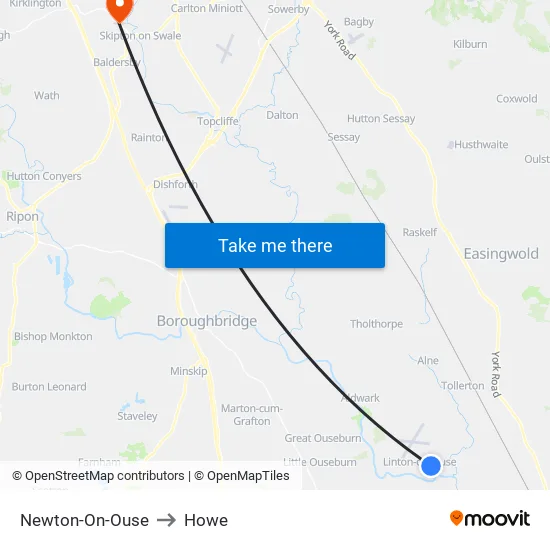 Newton-On-Ouse to Howe map