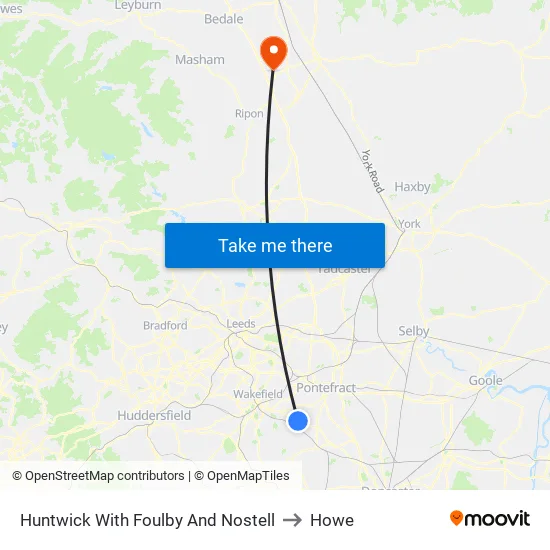 Huntwick With Foulby And Nostell to Howe map