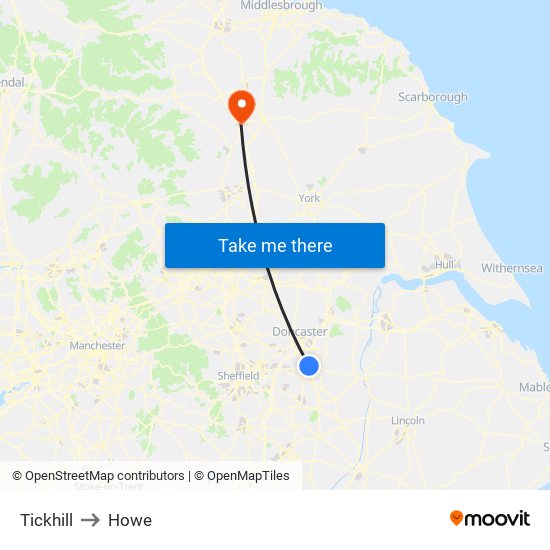 Tickhill to Howe map