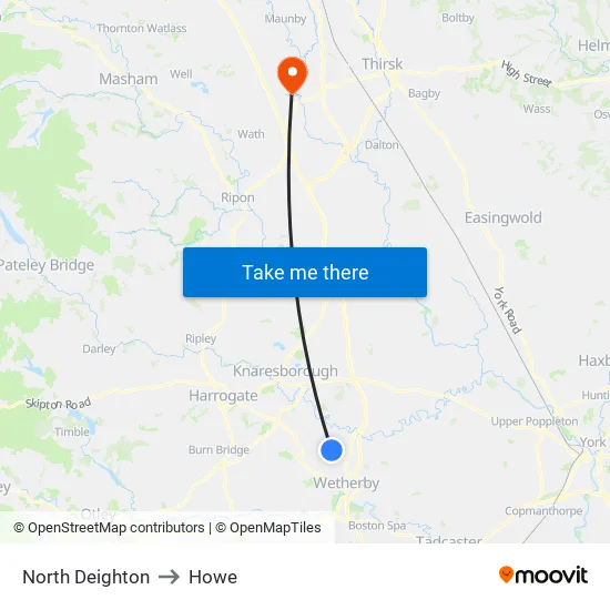 North Deighton to Howe map