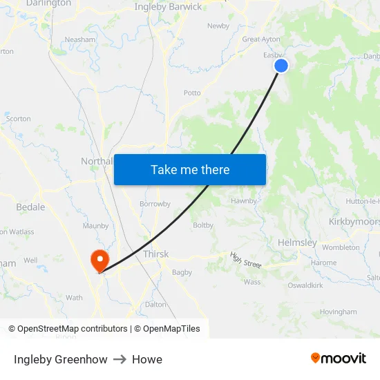 Ingleby Greenhow to Howe map