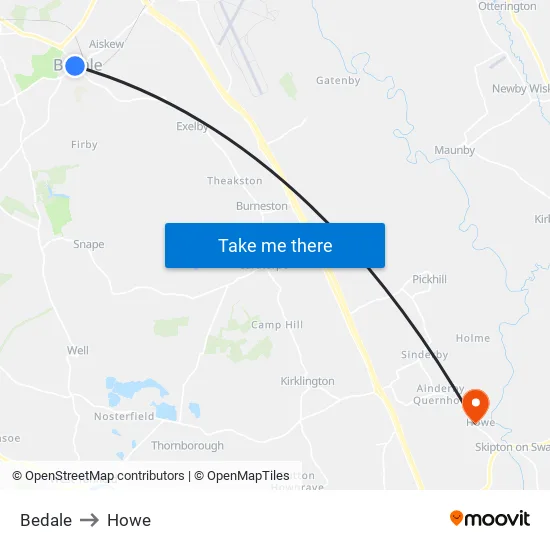 Bedale to Howe map
