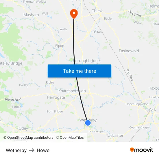 Wetherby to Howe map