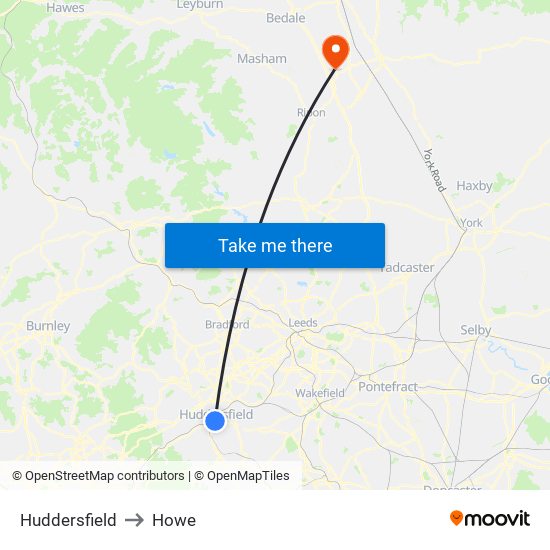 Huddersfield to Howe map