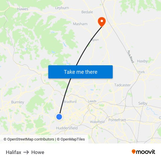 Halifax to Howe map