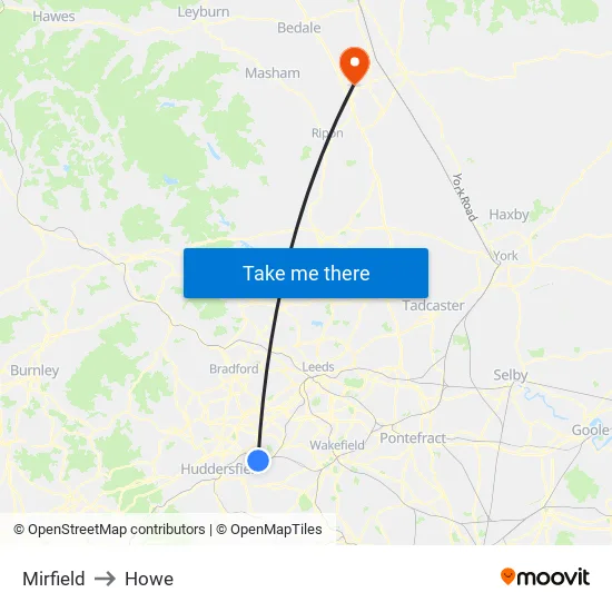 Mirfield to Howe map