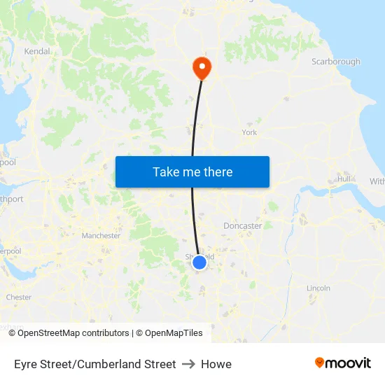 Eyre Street/Cumberland Street to Howe map