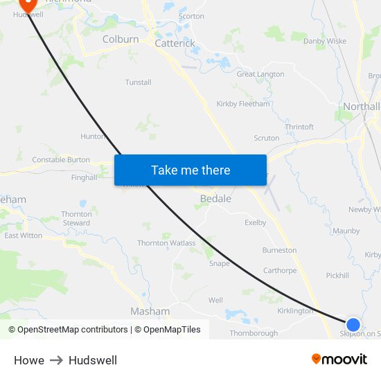 Howe to Hudswell map