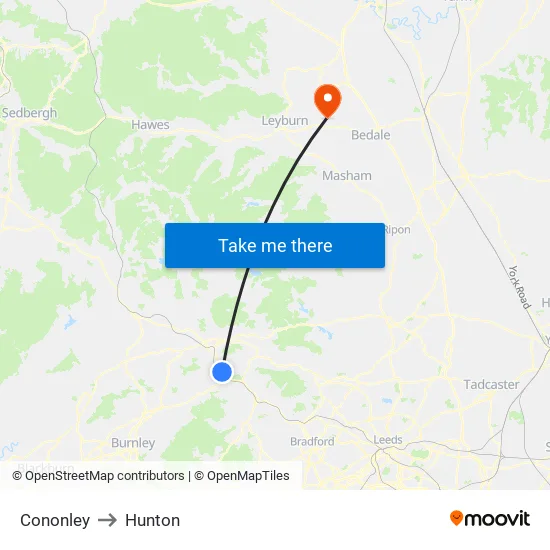 Cononley to Hunton map