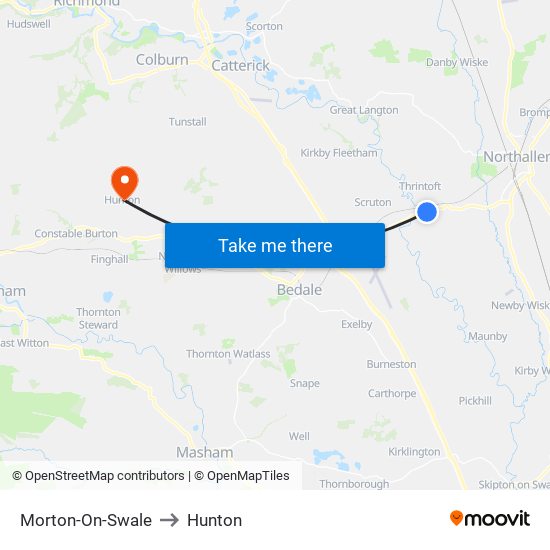 Morton-On-Swale to Hunton map