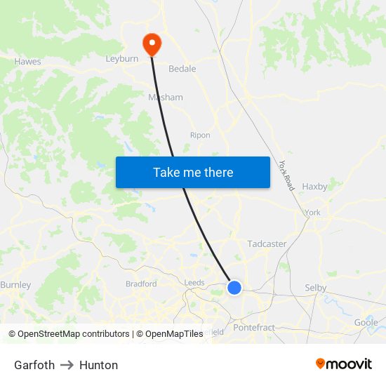 Garfoth to Hunton map