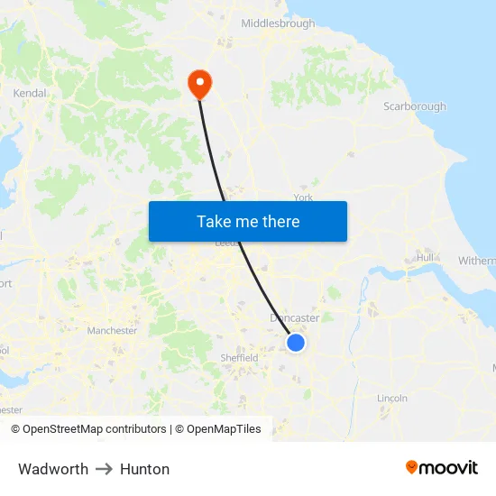 Wadworth to Hunton map