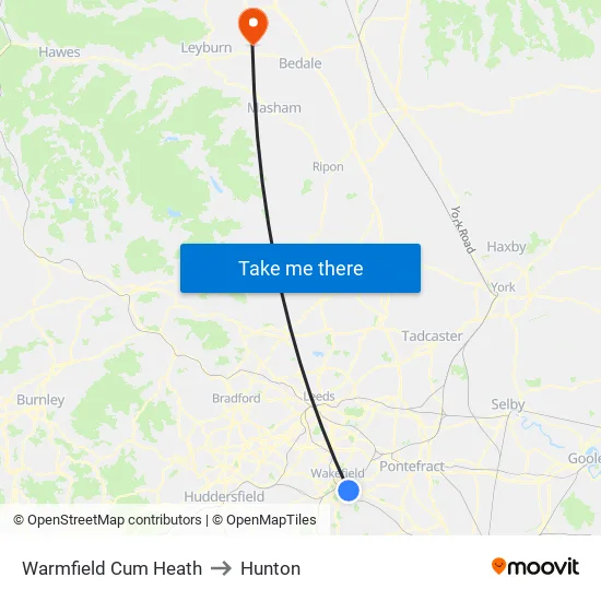 Warmfield Cum Heath to Hunton map